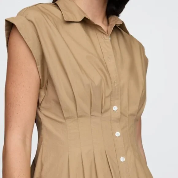 Gap Poplin Midi Tan Shirtdress - Picture 2 of 7
